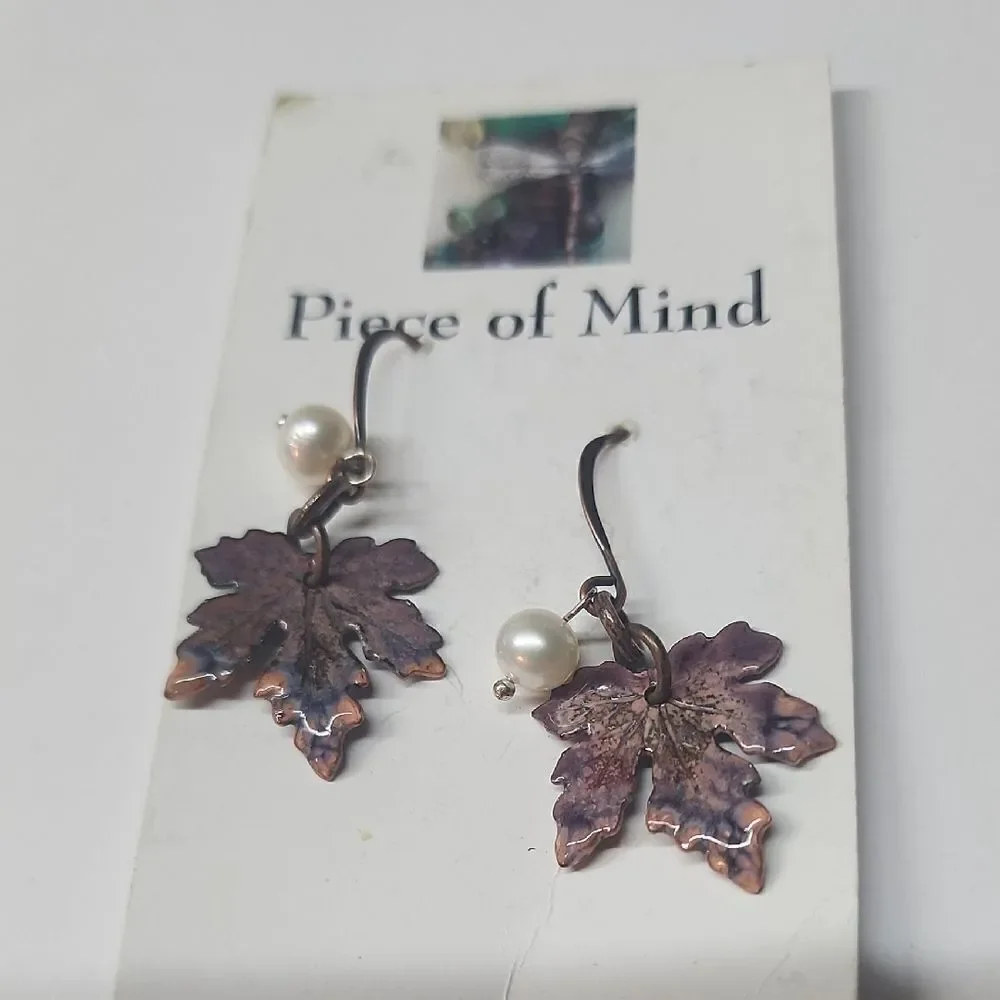 Purple Leaf Design Earrings Jewelry